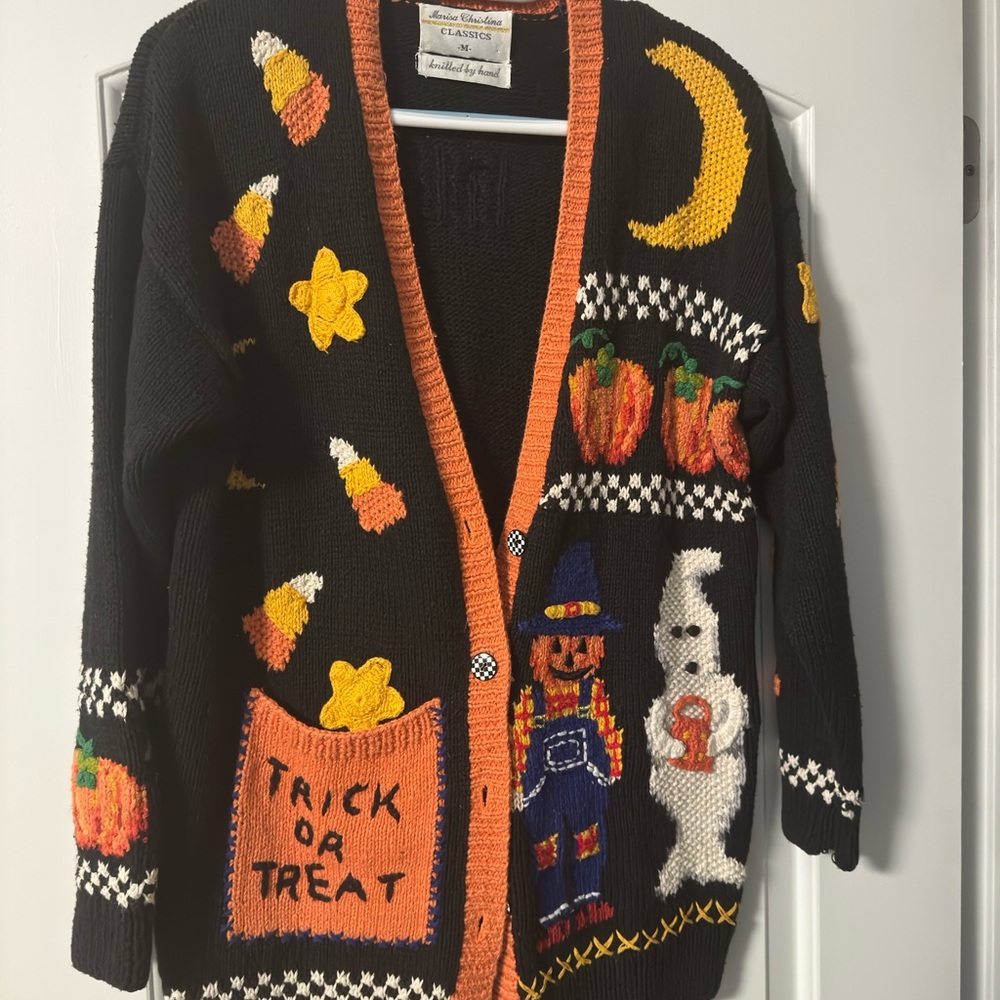 Marisa Christina Orange and Black Cardigan Handmade